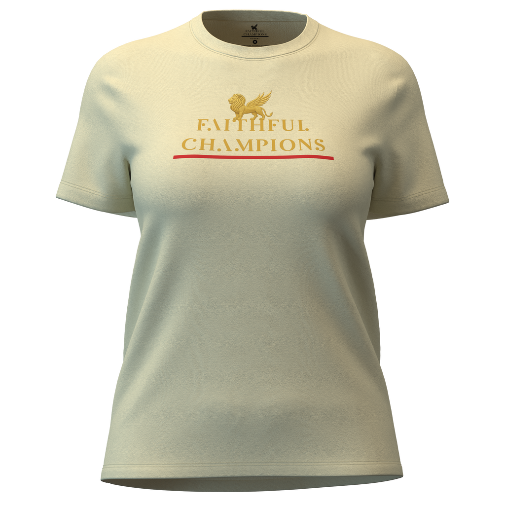 Trophy Women's Crew- Tee Yellow FAITHFUL CHAMPIONS GLOBAL