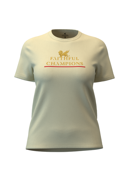 Trophy Women's Crew- Tee Yellow FAITHFUL CHAMPIONS GLOBAL