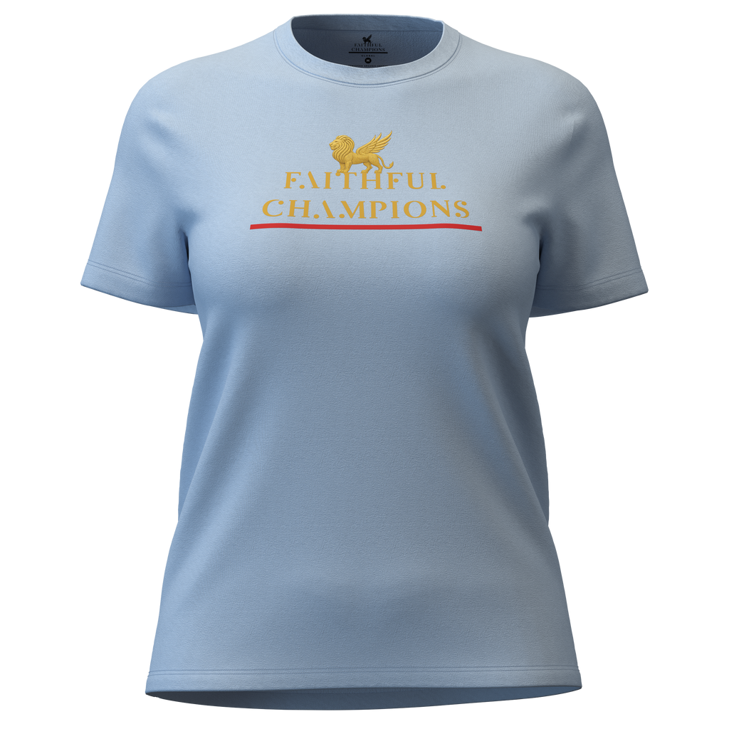 Trophy Women's Crew- Blue Tee FAITHFUL CHAMPIONS GLOBAL
