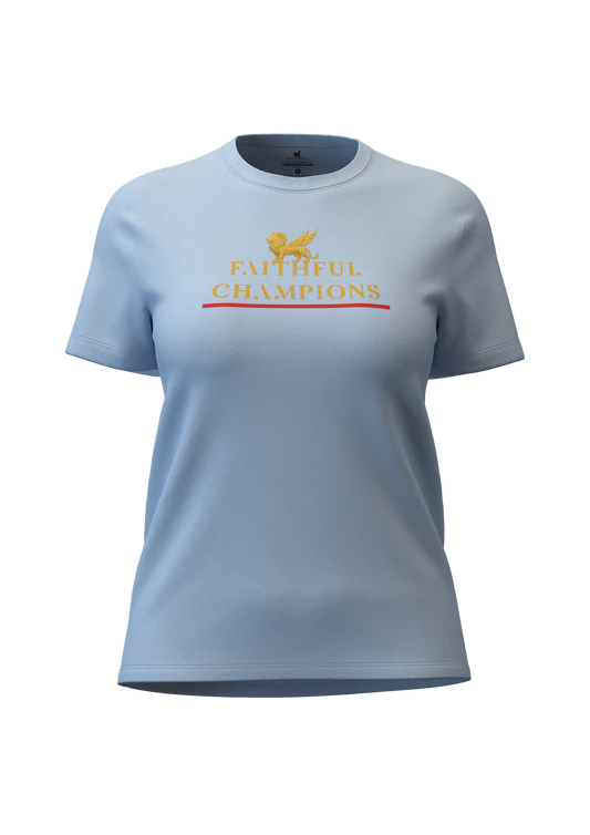Trophy Women's Crew- Blue Tee FAITHFUL CHAMPIONS GLOBAL