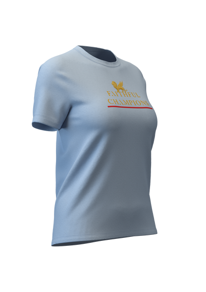 Trophy Women's Crew- Blue Tee FAITHFUL CHAMPIONS GLOBAL